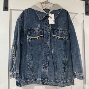 Women's Blue Jean Jacket with Hood